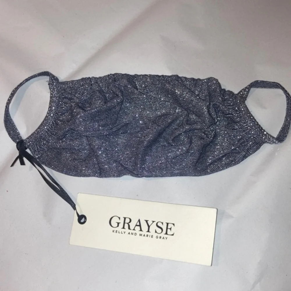 GRAYSE Kelly and Marie Gray Silver Shimmer Glamour Studded Face mask NWT O/S